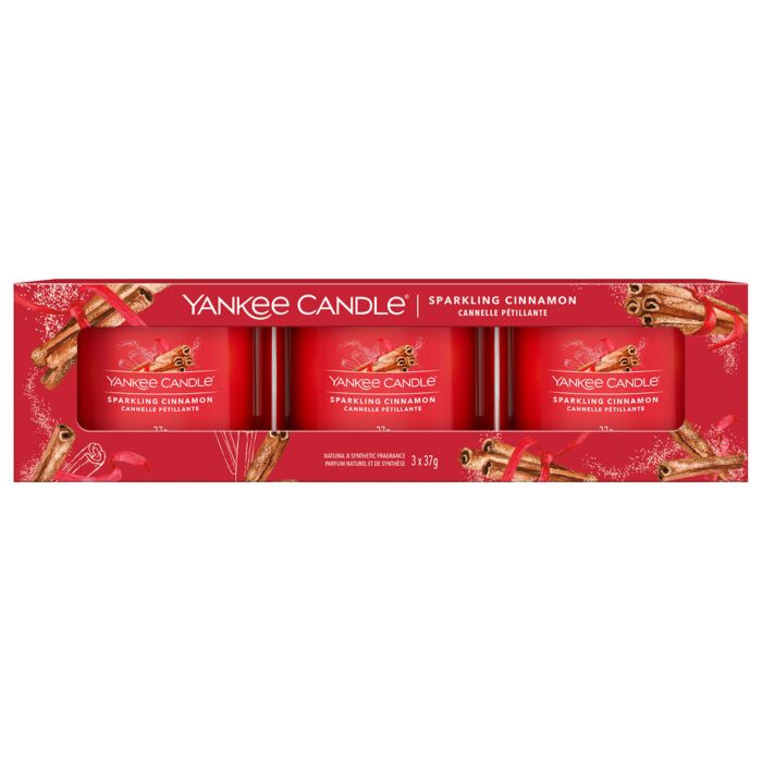Yankee Candle - Sparkling Cinnamon - 3x Filled Votive Candle